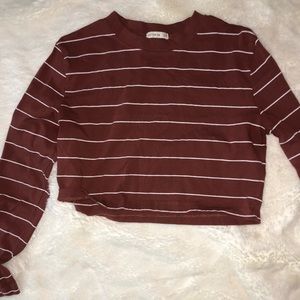 Burnt orange stripped cropped long sleeve